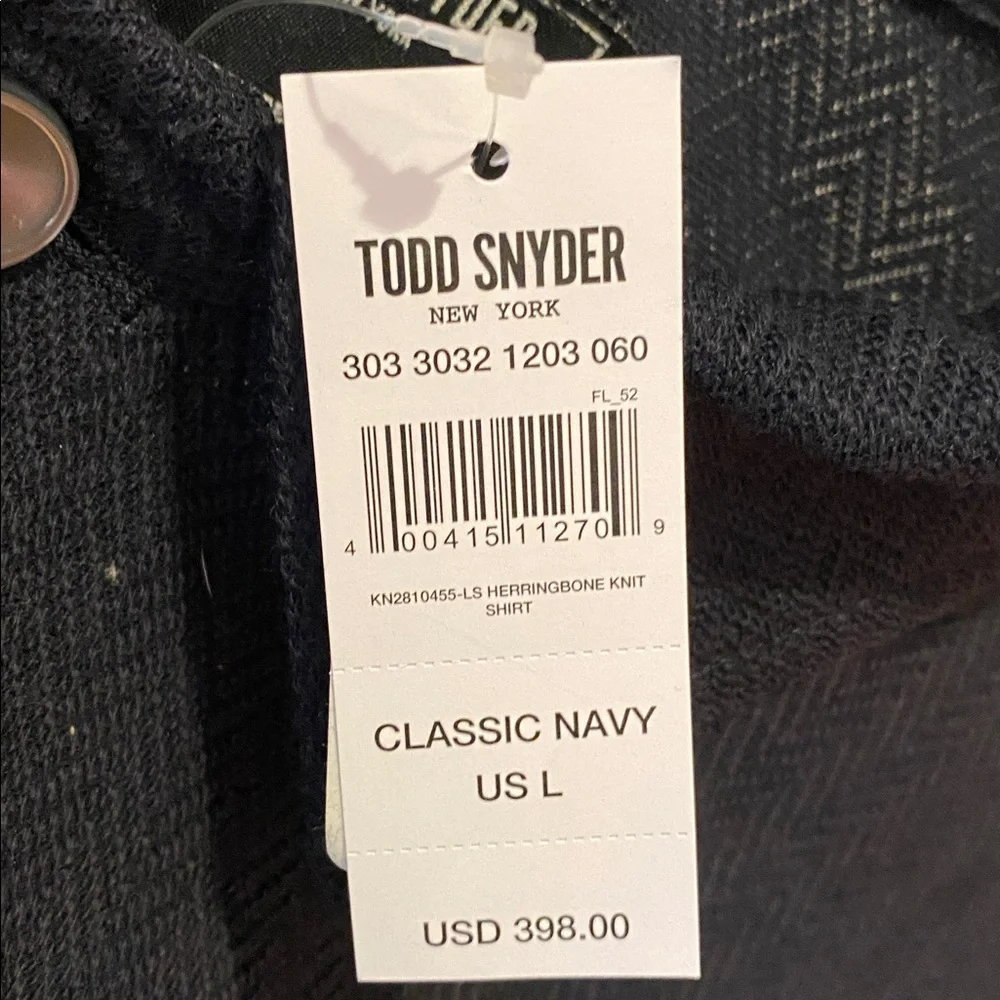 Todd Snyder LS Herrington Knit Navy Shirt Sz Large. NWT - Picture 2 of 6